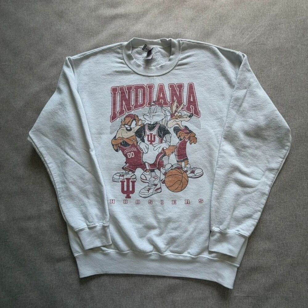 Indiana Hoosiers Basketball Cartoon Graphic White